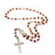 Polished Cognac-Coloured Amber Christian Rosary with Metal Cross and Medal
