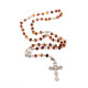 Polished Cognac-Coloured Amber Christian Rosary with Metal Cross and Medal