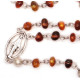 Polished Cognac-Coloured Amber Christian Rosary with Metal Cross and Medal