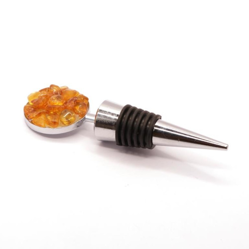 Bottle Stopper With Natural Batter Baltic Amber Pieces 