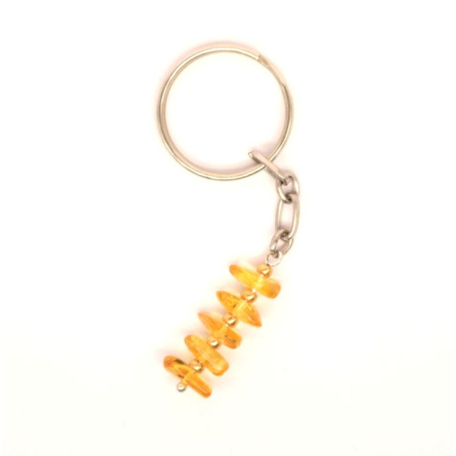 Key-ring with polished amber