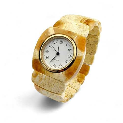 Royal White Baltic Amber Watch with Quartz Movement