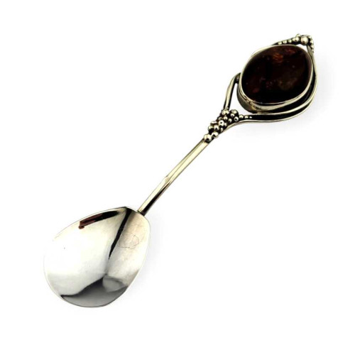 Exclusive Sterling Silver (925) Spoon with Natural Baltic Amber