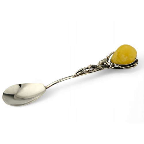 Exclusive Sterling Silver (925) Spoon with Baltic Amber in a Gift Box.