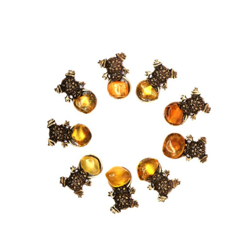 Brass Chinese Money Frog With Baltic Amber