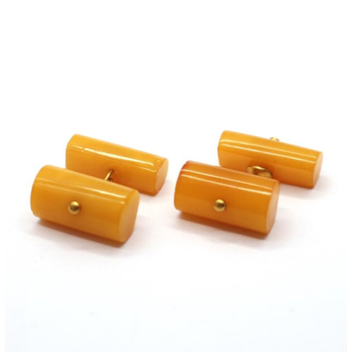 Vintage Russian Soviet Union Egg Yolk Butterscotch Baltic Amber Cufflinks 100