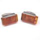 Genuine Vintage Russian Soviet Union Light Cognac Baltic Amber Cufflinks Sterling silver 875 hall mark