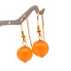 Vintage earrings with egg yolk colored Baltic  amber balls gold plated silver hooks