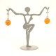 Earrings with antique egg yolk colored pressed amber beads
