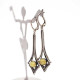 Vintage Rare Soviet Era Silver-Plated Melchior Earrings with Butterscotch Amber Cabochons