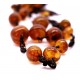 Russian 70's Necklace With Cognac Color Pressed Baltic Amber Stones 