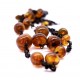 Russian 70's Necklace With Cognac Color Pressed Baltic Amber Stones 