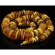 Vintage Style Flat Polished Baltic Amber Beads Necklace Butterscotch and Cognac Color 69g   61cm / 24"