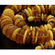 Vintage Style Flat Polished Baltic Amber Beads Necklace Butterscotch and Cognac Color 69g   61cm / 24"