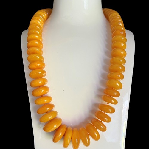 Antique color Egg Yolk Baltic Amber Necklace 92g