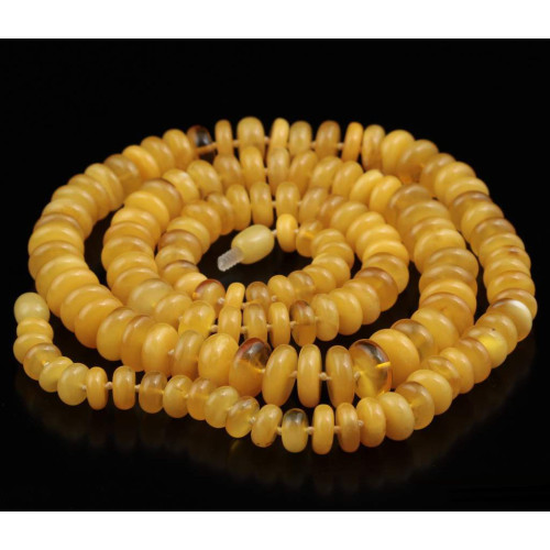 Vintage color Buttons Style Polished Baltic Amber Beads Necklace eggy Yolk 45g  76cm / 30″