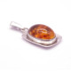 Antique Silver Pendant with Polished Cognac Baltic Amber