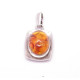 Antique Silver Pendant with Polished Cognac Baltic Amber