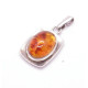 Antique Silver Pendant with Polished Cognac Baltic Amber