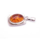 Antique Silver Pendant with Polished Cognac Baltic Amber