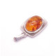 Antique Silver Pendant with Polished Cognac Baltic Amber