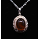 Antique Silver Pendant with Cognac Baltic Amber