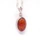 Antique Silver Pendant with Cognac Baltic Amber 
