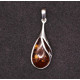 Antique Silver Teardrop Pendant with Cognac Baltic Amber