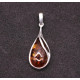 Antique Silver Teardrop Pendant with Cognac Baltic Amber