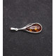 Antique Silver Teardrop Pendant with Cognac Baltic Amber