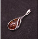 Antique Silver Teardrop Pendant with Cognac Baltic Amber