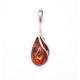 Antique Silver Teardrop Pendant with Cognac Baltic Amber