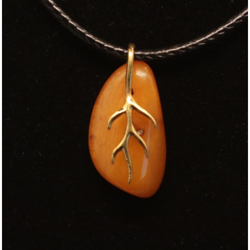 VTG Butterscotch Color Baltic Amber Pendant Silver 925