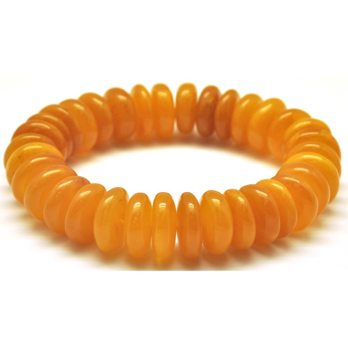 Vintage Polished Egg Yolk Baltic Amber Adult Elastic Bracelet 31 g
