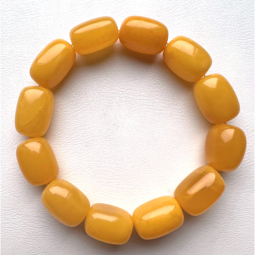 Vintage polished Egg Yolk Baltic Amber Adult Elastic Bracelet 
