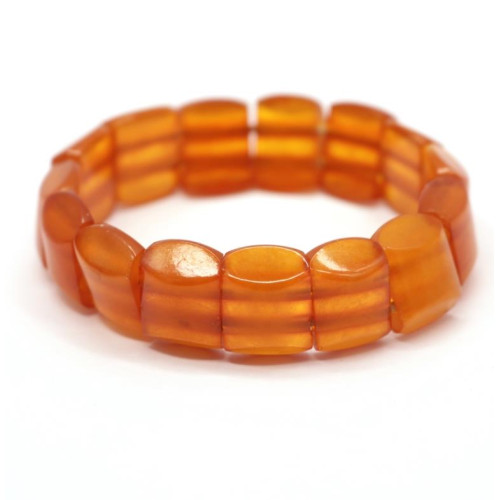 Antique Vintage EGG YOLK pieces Baltic amber stretch bracelet 13g
