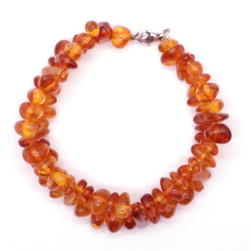 Antique Cognac Baltic Amber Bracelet with Silver Clasp