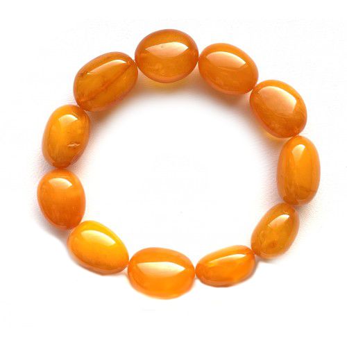 Vintage Polished Egg Yolk Baltic Amber Adult Elastic Bracelet 27g