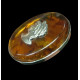 Massive Sterling Silver Antique Style Cognac Amber Cameo Ring