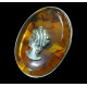 Massive Sterling Silver Antique Style Cognac Amber Cameo Ring