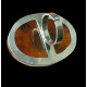 Massive Sterling Silver Antique Style Cognac Amber Cameo Ring