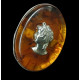 Massive Sterling Silver Antique Style Cognac Amber Cameo Ring
