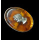 Massive Sterling Silver Antique Style Cognac Amber Cameo Ring