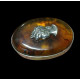 Massive Sterling Silver Antique Style Cognac Amber Cameo Ring