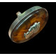 Massive Sterling Silver Antique Style Cognac Amber Cameo Ring