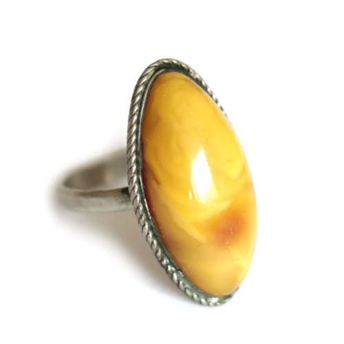 Soviet-era USSR Ring With Egg Yolk Color Amber size  