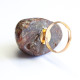 Soviet-era USSR Ring Golden Color With Dark Cognac Color Baltic Amber 