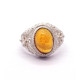 Antique Silver Filigree Ring with Cognac Baltic Amber