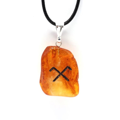 Polished Amber Pendant Amulet with Jumis