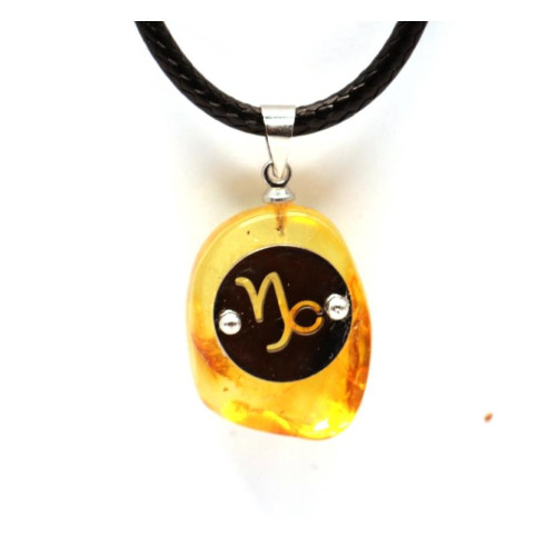 Amber Amulet Pendant with Zodiac Sign "Capricorn"